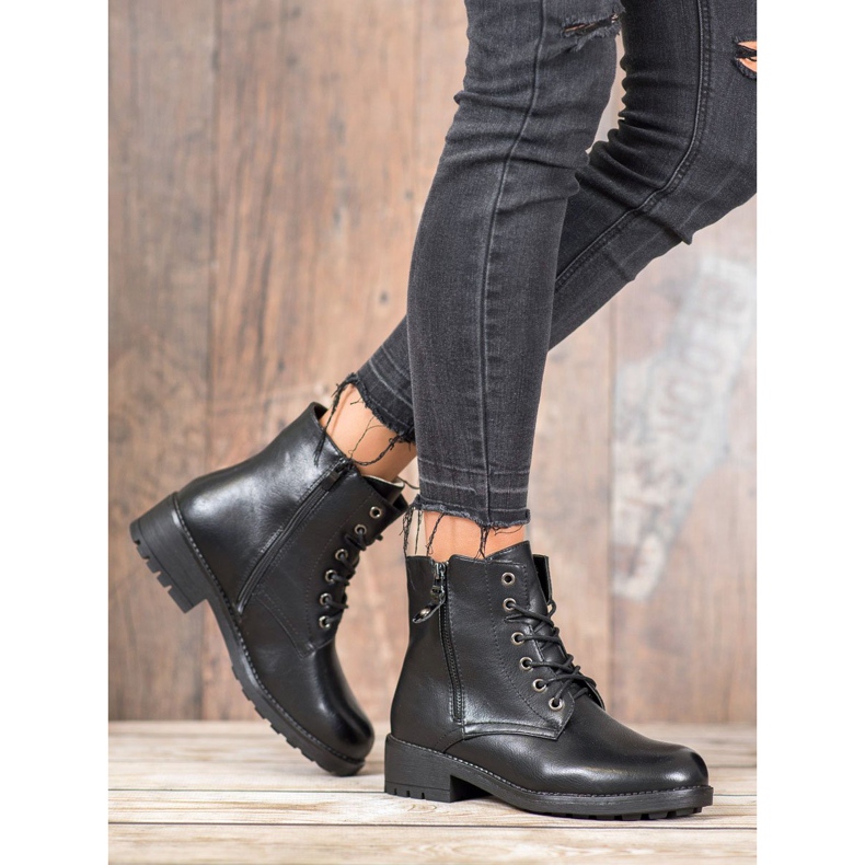 J. Star Klasyczne Trapery Z Eko Skóry czarne 2