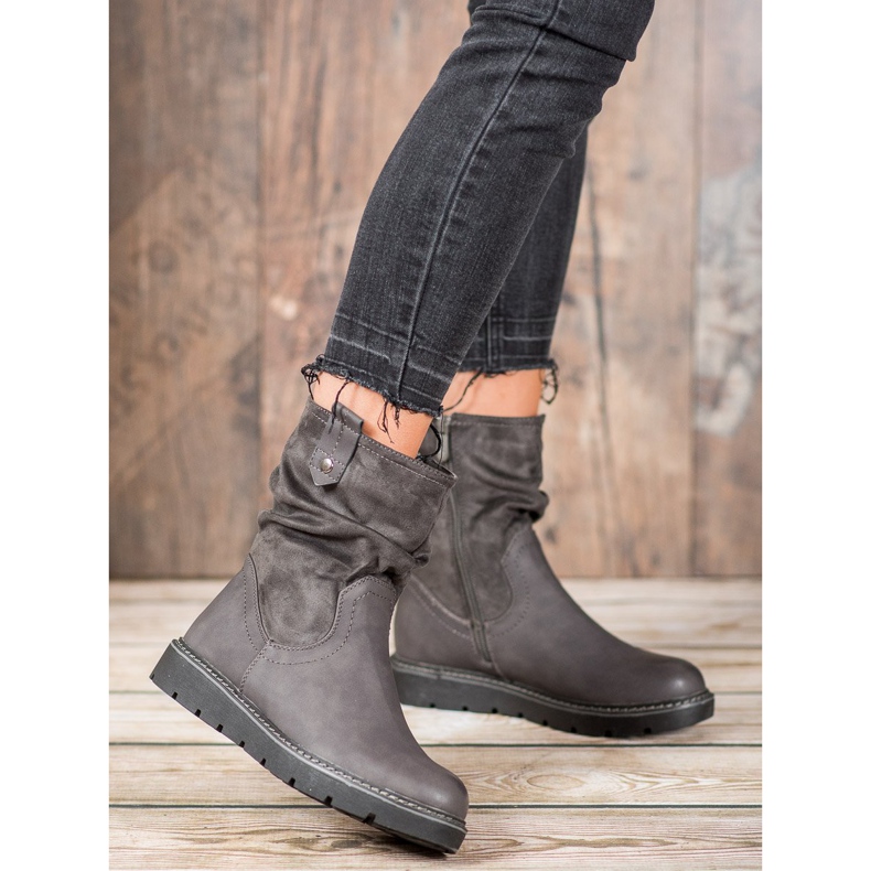 Ideal Shoes Workery Na Platformie szare 1