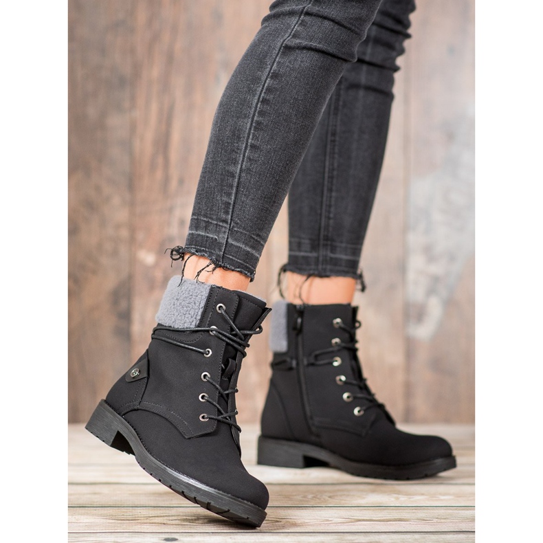 Kayla Traperki Z Kożuchem czarne 1