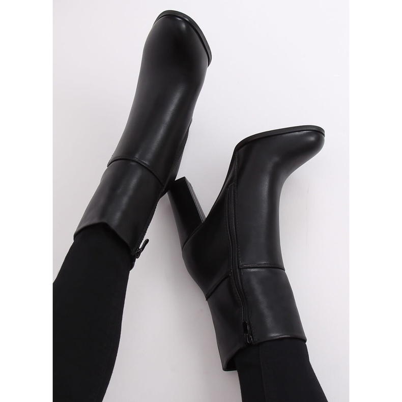 Botki na obcasie czarne 1345 Black 1