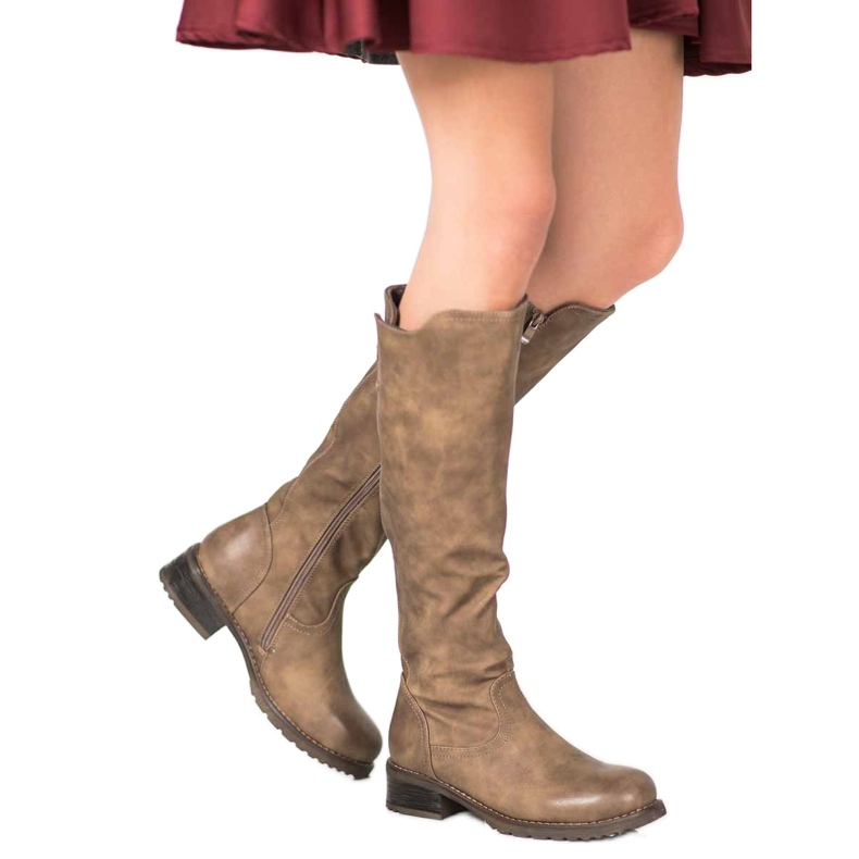 Super Me Kozaki Z Eko Skóry brązowe 1