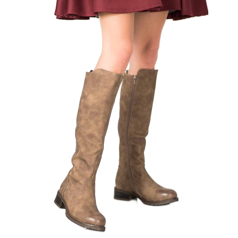 Super Me Kozaki Z Eko Skóry brązowe 2