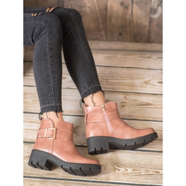 Super Me Botki Na Platformie Z Klamrą różowe 2