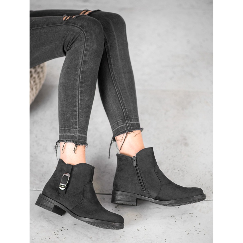 Small Swan Czarne Zamszowe Botki 2