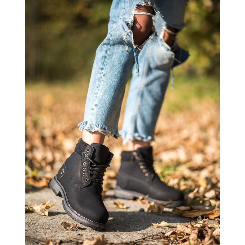 SHELOVET Czarne Traperki 1