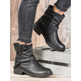 J. Star Workery Z Ozdobnym Paskiem czarne 2