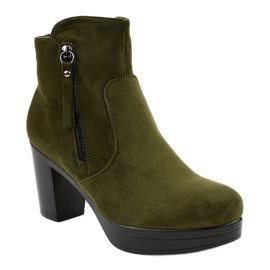 Zielone zamszowe botki na obcasie 8B882 1