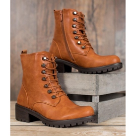 Kayla Rockowe Workery Z Eko Skóry brązowe 1