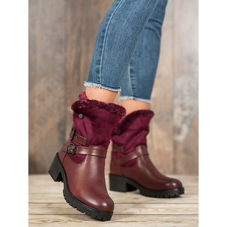 Marquiz Ciepłe Workery Z Futerkiem czerwone 1