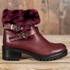 Marquiz Ciepłe Workery Z Futerkiem czerwone 2