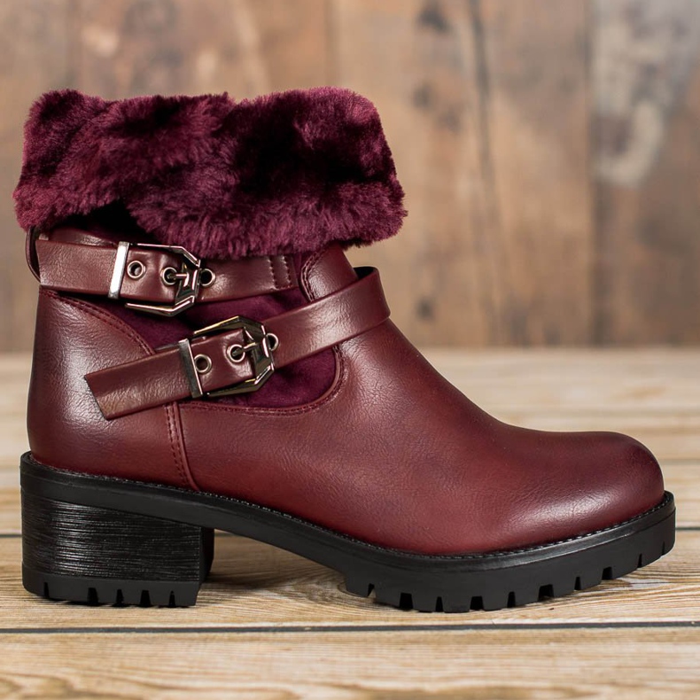 Marquiz Ciepłe Workery Z Futerkiem czerwone 2