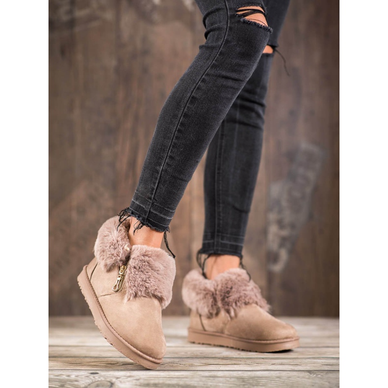 Kylie Niskie Mukluki Z Futerkiem brązowe 2