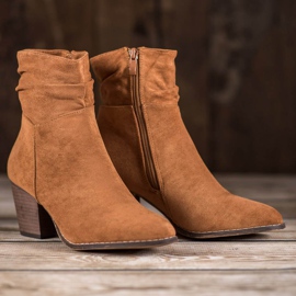 SHELOVET Casualowe Botki Na Słupku brązowe 1