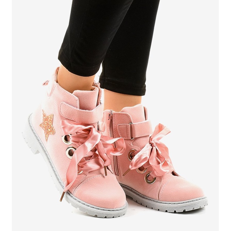 BM Różowe traperki z gwiazdką TL51-4 1