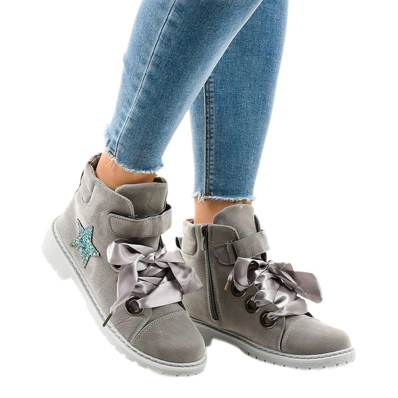 Szare traperki z gwiazdką TL51-3 2