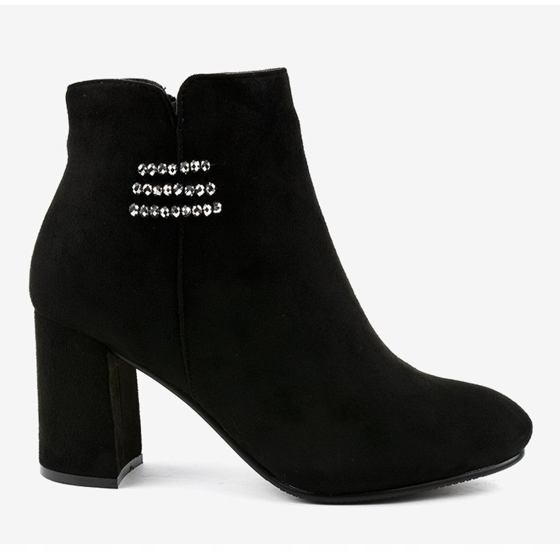 Czarne ocieplone botki na słupku 7505-GA 2