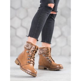 SHELOVET Wiązane Trapery Z Futerkiem brązowe 1