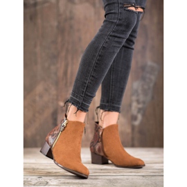 Kylie Camelowe Botki Snake Print brązowe 2