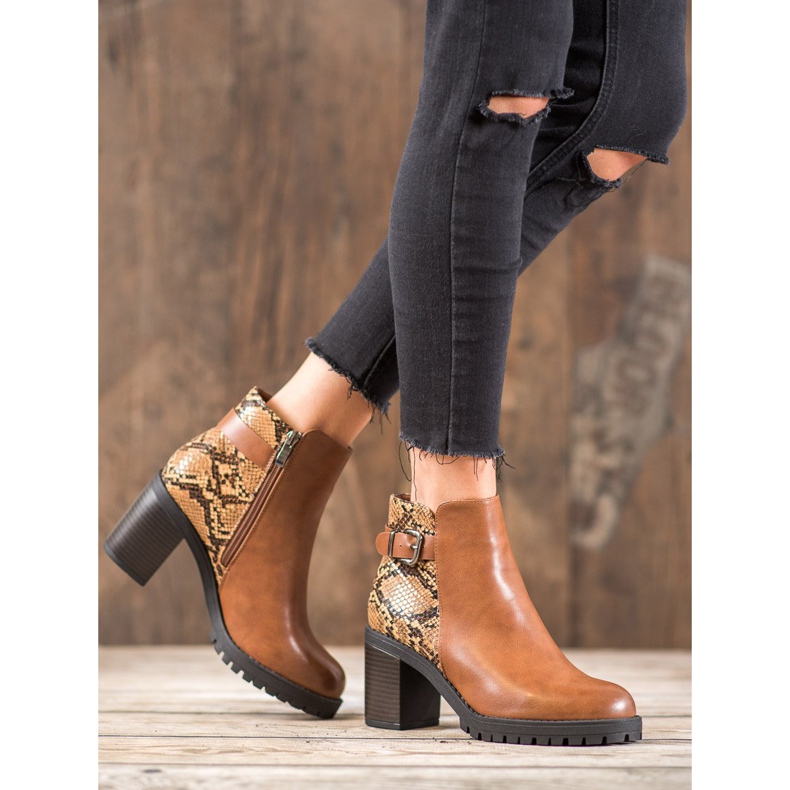 Seastar Botki Na Platformie Snake Print brązowe wielokolorowe 2