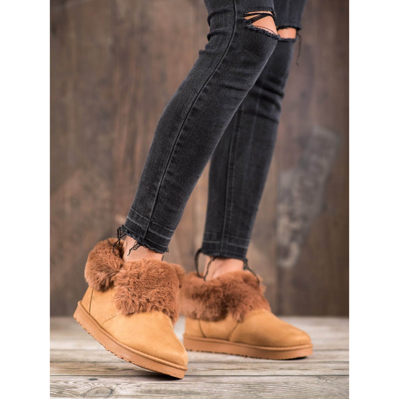 Kylie Niskie Mukluki Z Futerkiem brązowe 1
