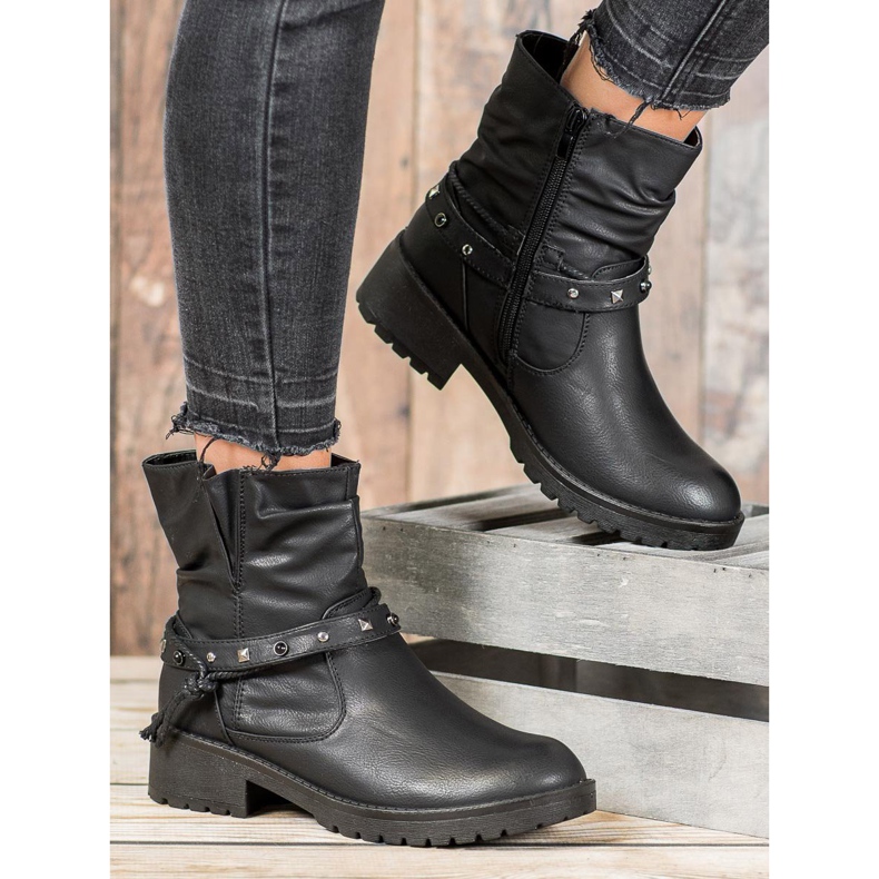 CABIN Workery Z Ozdobnym Paskiem czarne 2