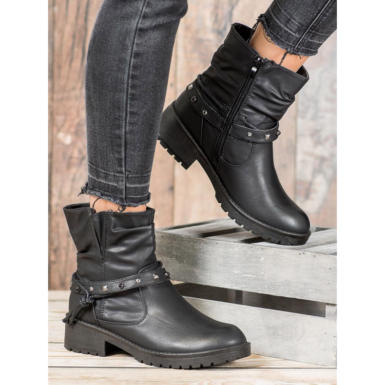 CABIN Workery Z Ozdobnym Paskiem czarne 1