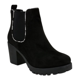 Czarne botki na słupku z gumką M10-7 1