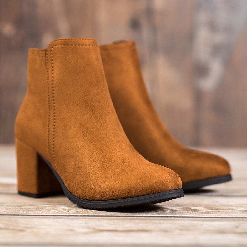 Clowse Klasyczne Camelowe Botki brązowe 1