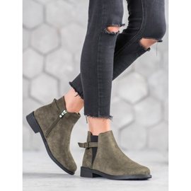 Ideal Shoes Zamszowe Botki zielone 1