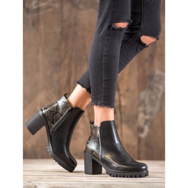 Seastar Botki Na Platformie Snake Print czarne 1