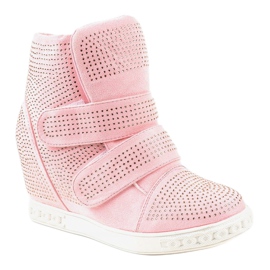 Różowe sneakersy na koturnie z ćwiekami KLS-112-4 1