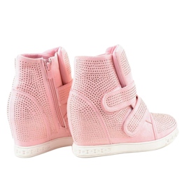 Różowe sneakersy na koturnie z ćwiekami KLS-112-4 3