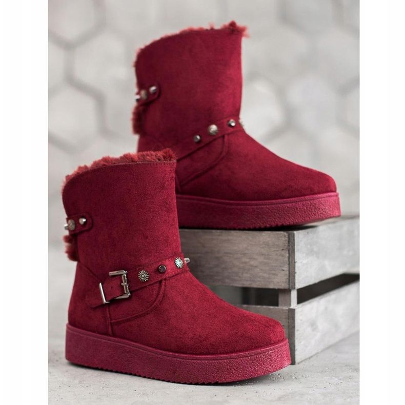 SHELOVET Mukluki Z Dżetami czerwone 2