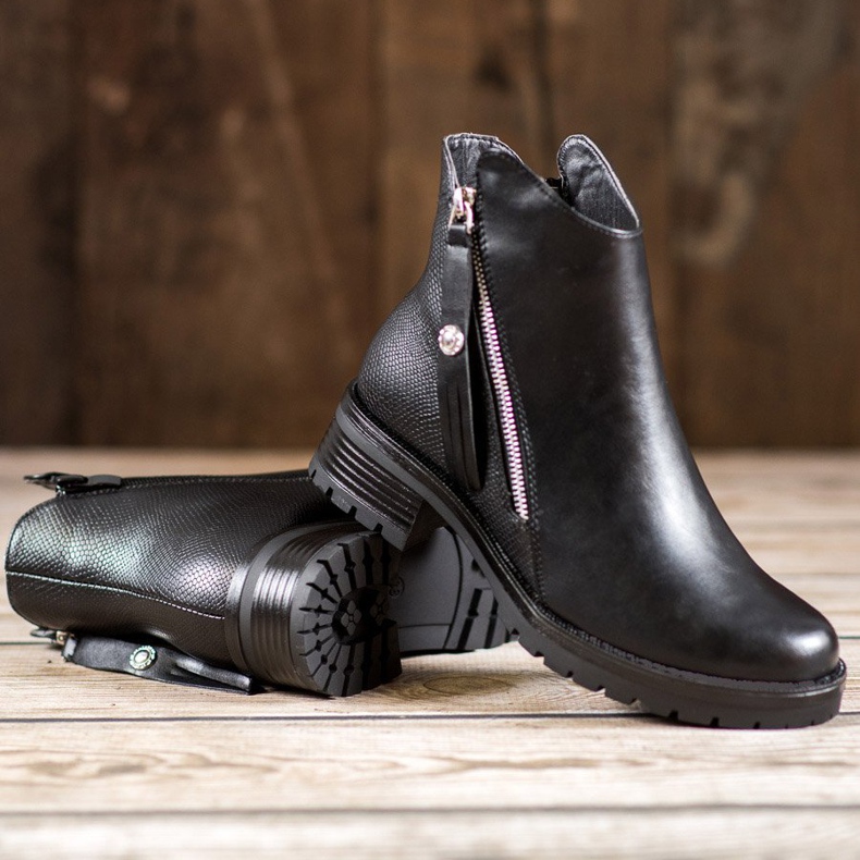 Super Me Czarne Botki Na Suwak 1