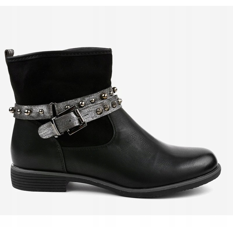 Czarne płaskie botki ocieplane 1049-PA 2