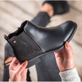 SHELOVET Czarne Botki Na Suwak 1