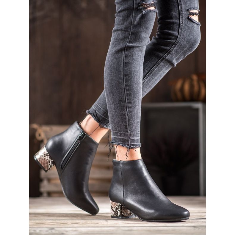 Weide Eleganckie Botki Snake Print czarne wielokolorowe 2