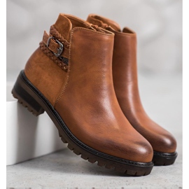 Erynn Niskie Workery Z Ozdobnym Paskiem brązowe 1