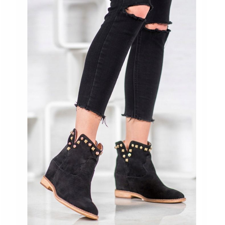 Bella Paris Kowbojki Z Dżetami czarne 1