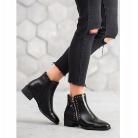 W. Potocki Rockowe Botki Z Eko Skóry czarne 1