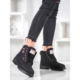 SHELOVET Traperki Z Ozdobnym Zamkiem czarne 2