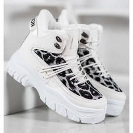 SHELOVET Sneakersy Leopard Print białe 3