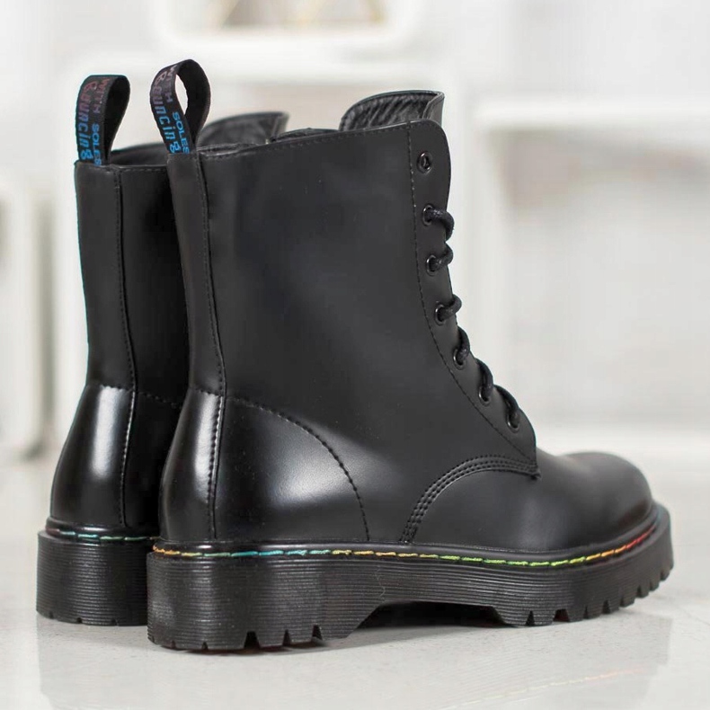 Bella Paris Sznurowane Workery czarne 1