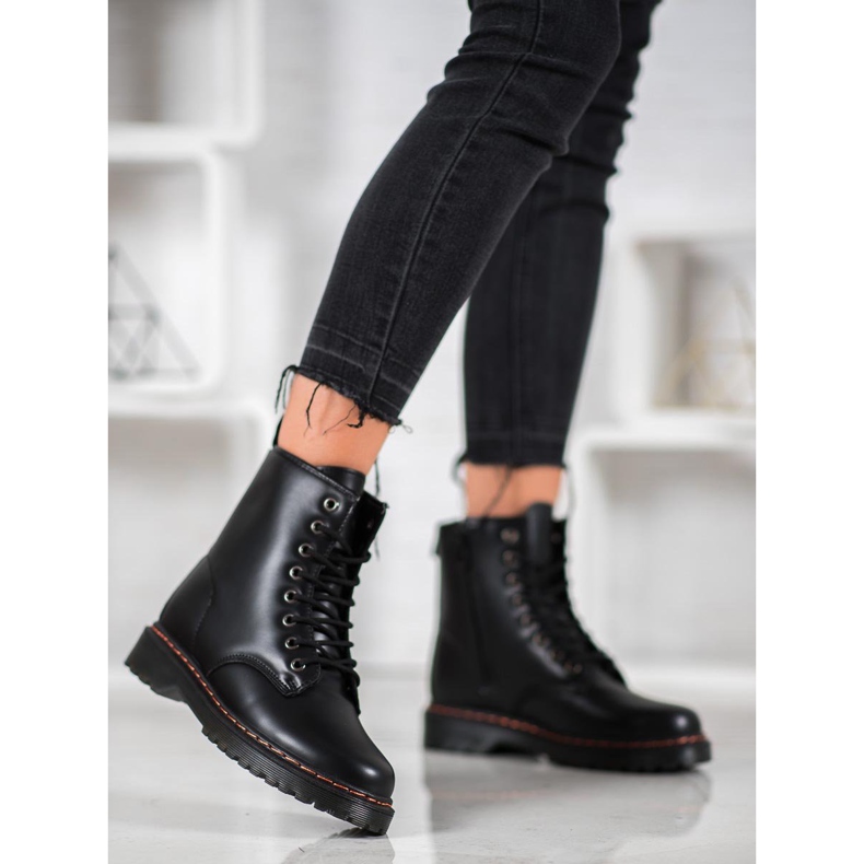 SHELOVET Czarne Workery Z Eko Skóry 2