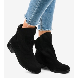 Czarne płaskie botki ocieplane 6672-6 2