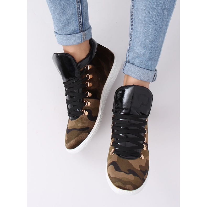 Trampki aksamitne K1834206 Camuflaje wielokolorowe zielone 2