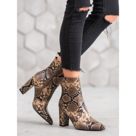 Seastar Botki Snake Print brązowe wielokolorowe 2