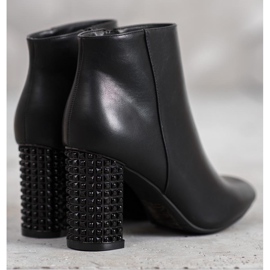 SHELOVET Botki Z Ozdobnym Obcasem czarne 2