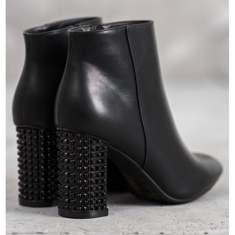 SHELOVET Botki Z Ozdobnym Obcasem czarne 2