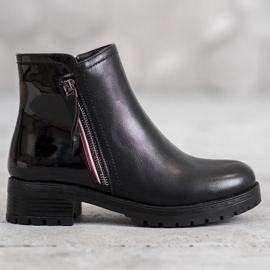 SHELOVET Workery Z Ozdobnym Zamkiem czarne 1